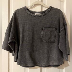 Vernacular Gray Oversized Crop Sweatshirt Tee